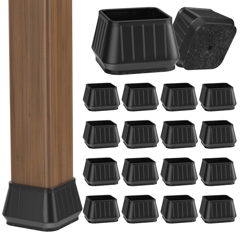Violibar 24PCS Square Chair Leg Floor Protectors for Hardwood Floors, Thicken Rubber Chair Leg Cap Covers, Non Slip Furniture Leg Pads to Protect Wood Tile Floors from Scratches and Reduce Noise - Image 1